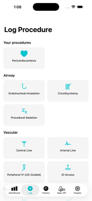 Two-tap procedure logging grid